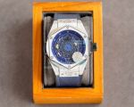 Copy Hublot Big Bang Sang Bleu SS Blue Dial Blue Gummy Strap Watch 45MM